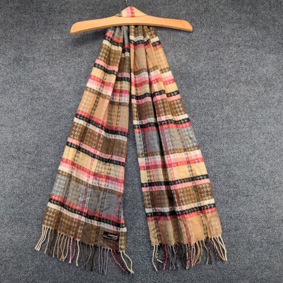 V. Fraas Cashmink Womens Scarf Multi Size 11x63.5 Knit 100% Acrylic Plaid - Picture 3 of 5